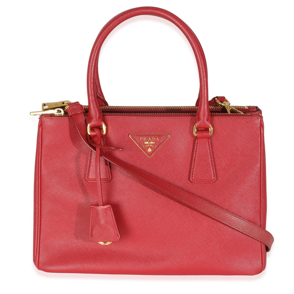 Prada Red Saffiano Small Double Zip Tote - Picture 1 of 7